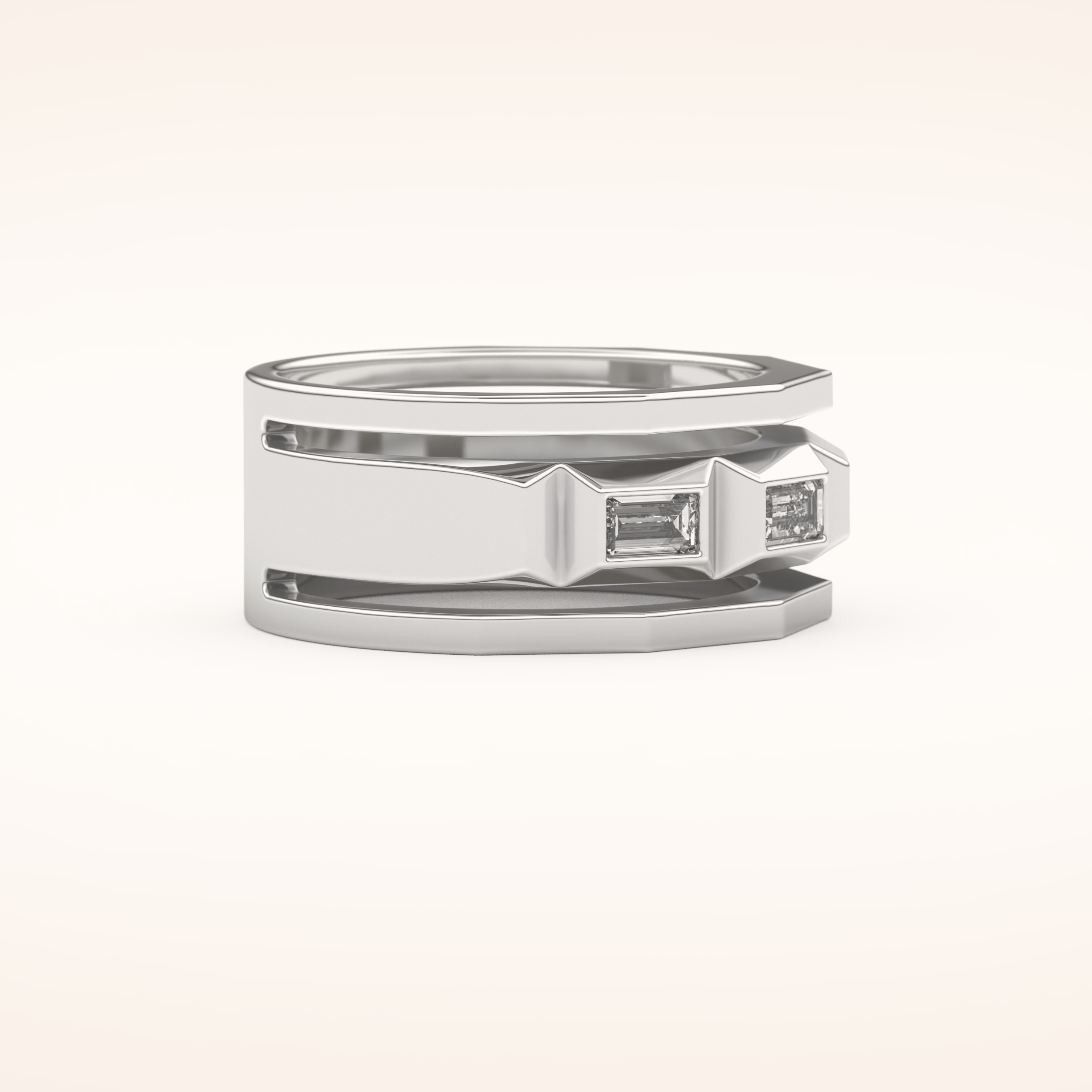 0.67 TCW Baguette Shaped Moissanite Five Stone Men's Wedding Band