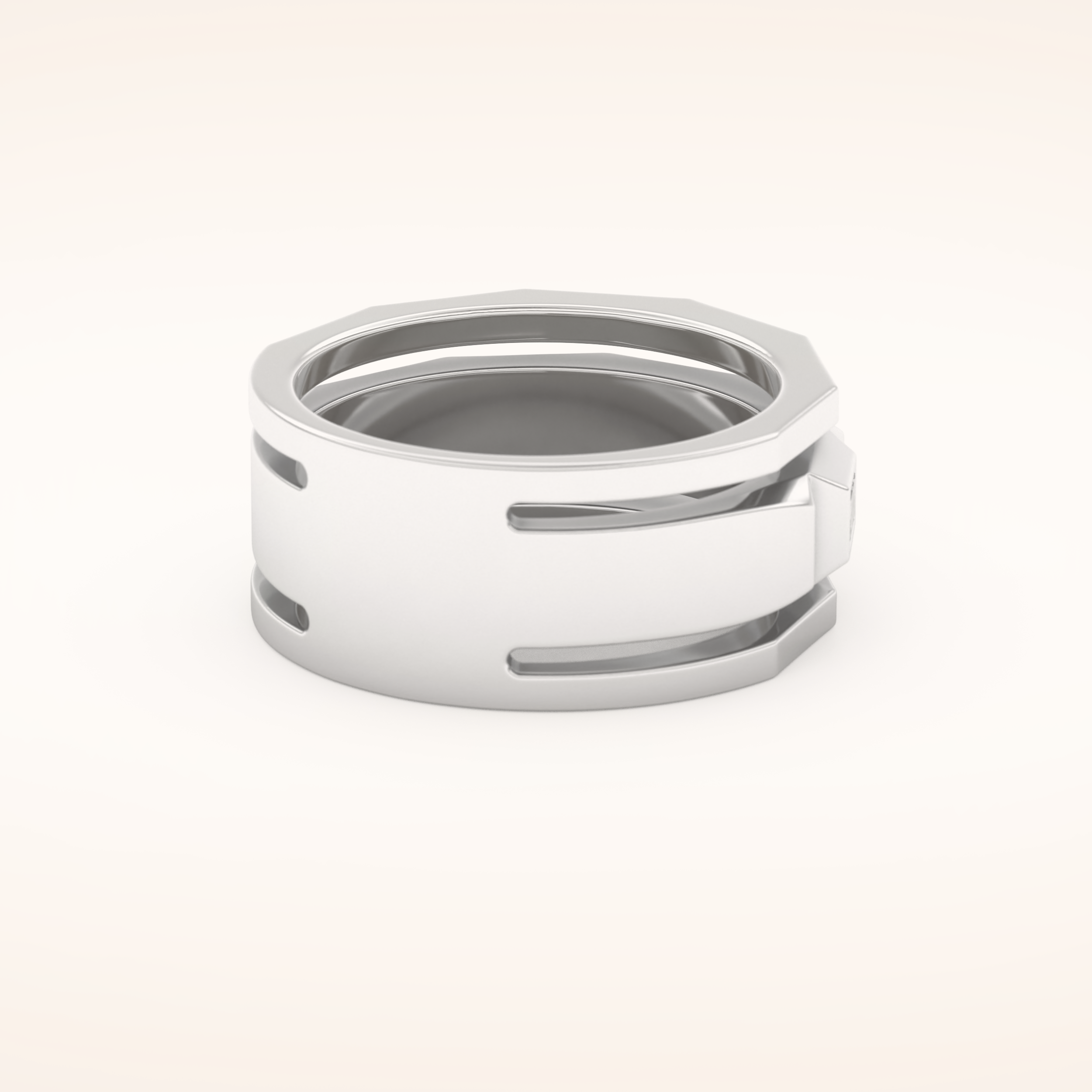 0.67 TCW Baguette Shaped Moissanite Five Stone Men's Wedding Band