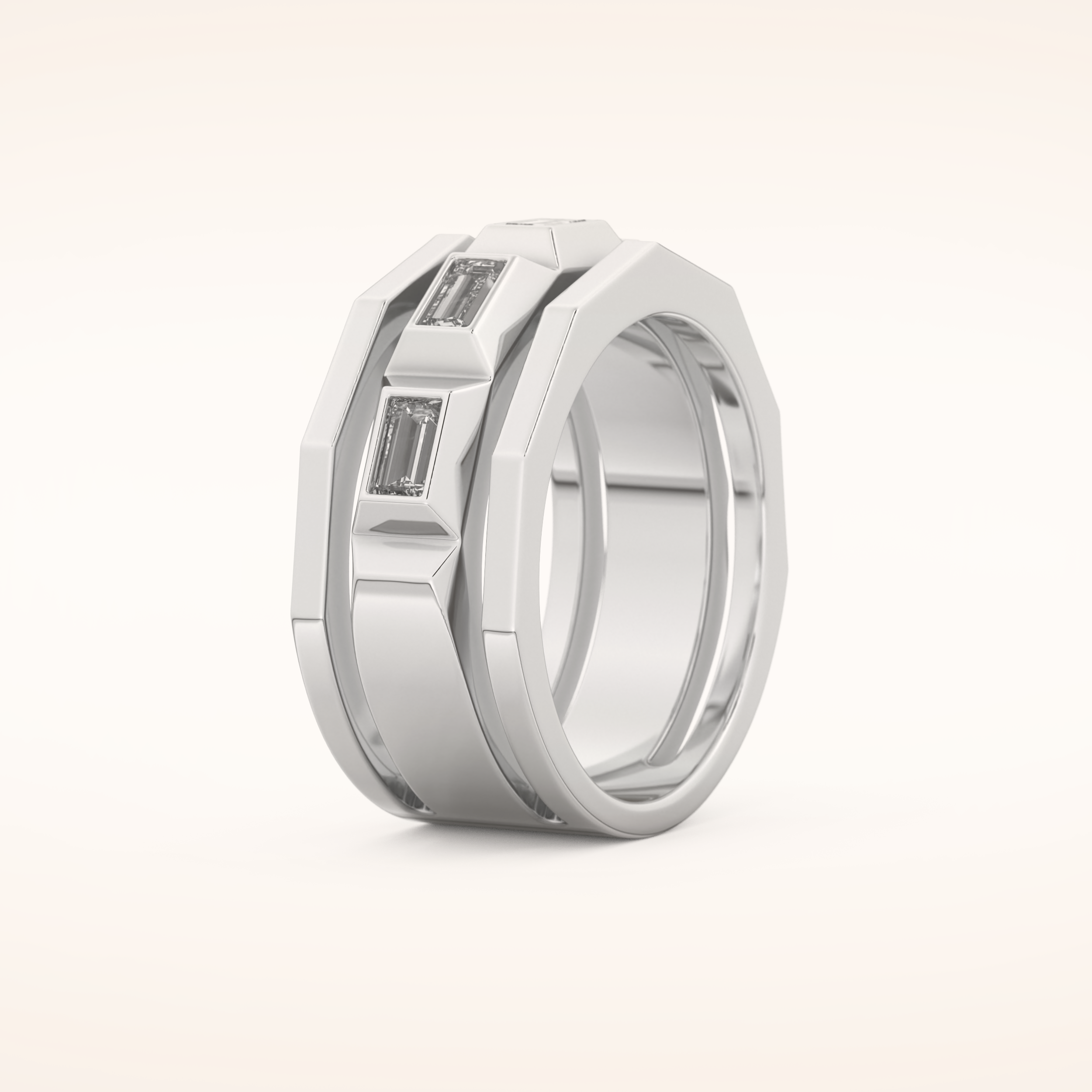 0.67 TCW Baguette Shaped Moissanite Five Stone Men's Wedding Band