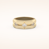 0.71 TCW Round Shaped Moissanite Three Stone Men's Wedding Band