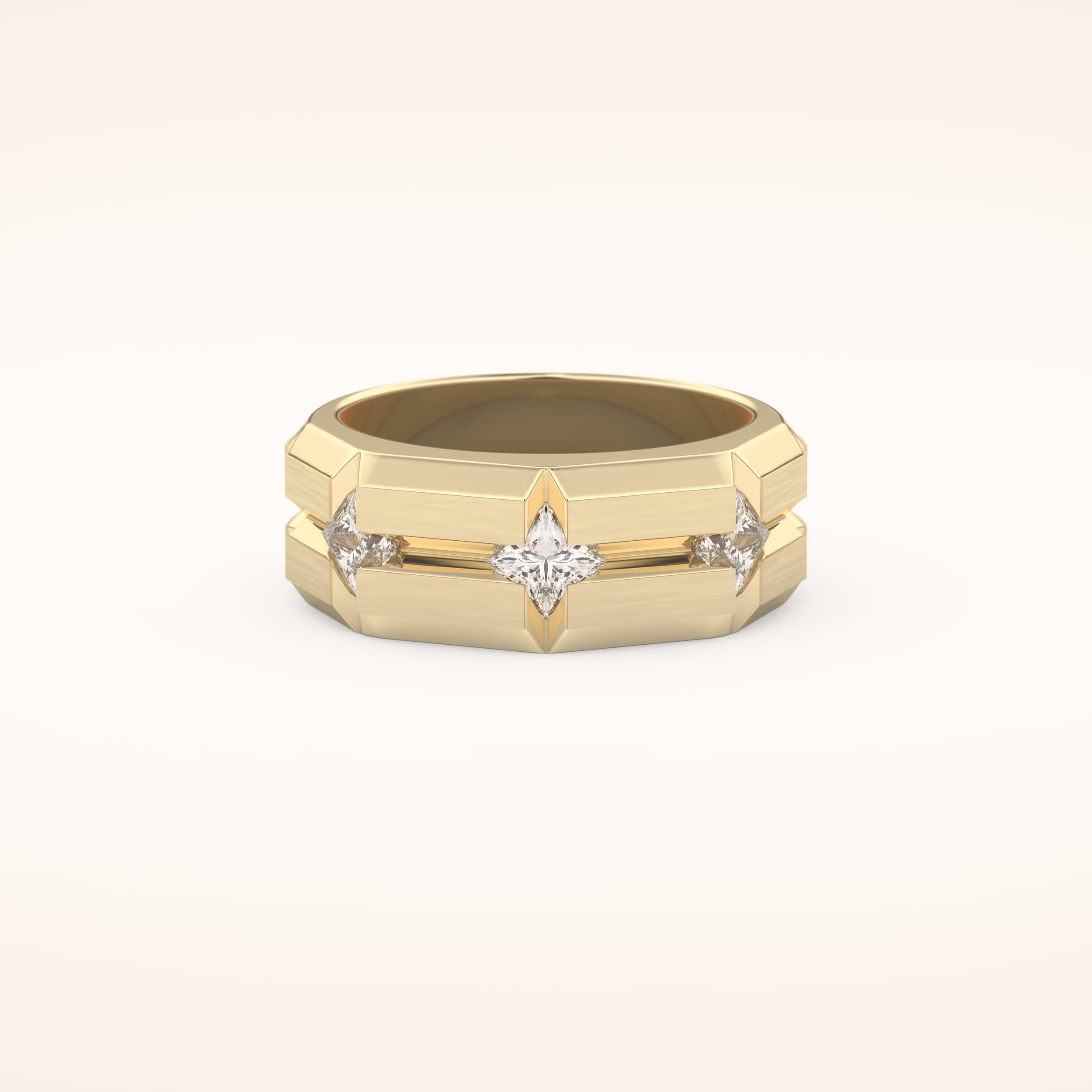 0.71 TCW Round Shaped Moissanite Three Stone Men's Wedding Band