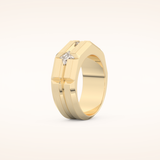 0.71 TCW Round Shaped Moissanite Three Stone Men's Wedding Band