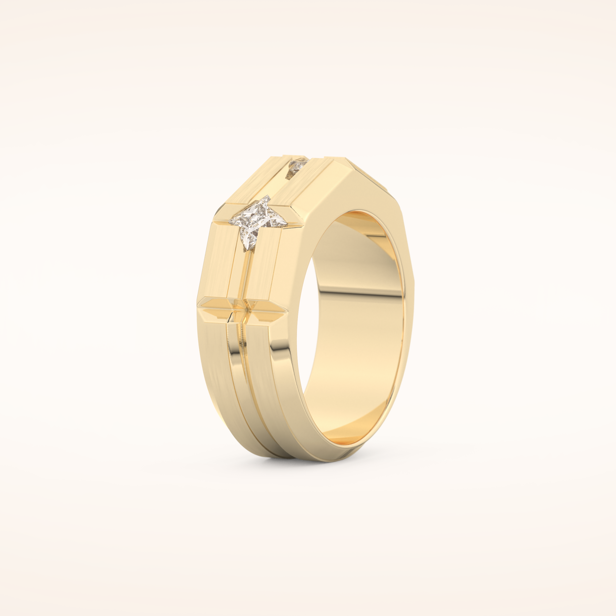0.71 TCW Round Shaped Moissanite Three Stone Men's Wedding Band