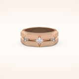 0.71 TCW Round Shaped Moissanite Three Stone Men's Wedding Band