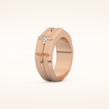 0.71 TCW Round Shaped Moissanite Three Stone Men's Wedding Band