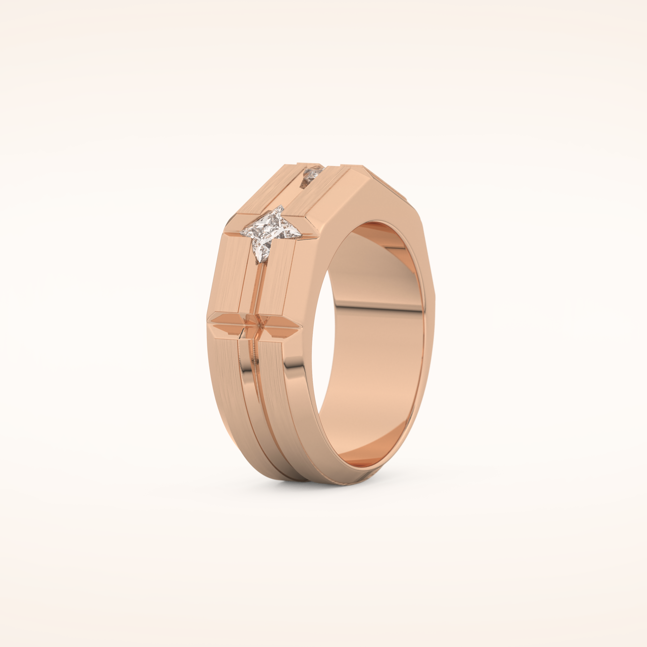 0.71 TCW Round Shaped Moissanite Three Stone Men's Wedding Band