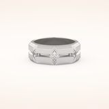 0.71 TCW Round Shaped Moissanite Three Stone Men's Wedding Band