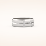 0.71 TCW Round Shaped Moissanite Three Stone Men's Wedding Band