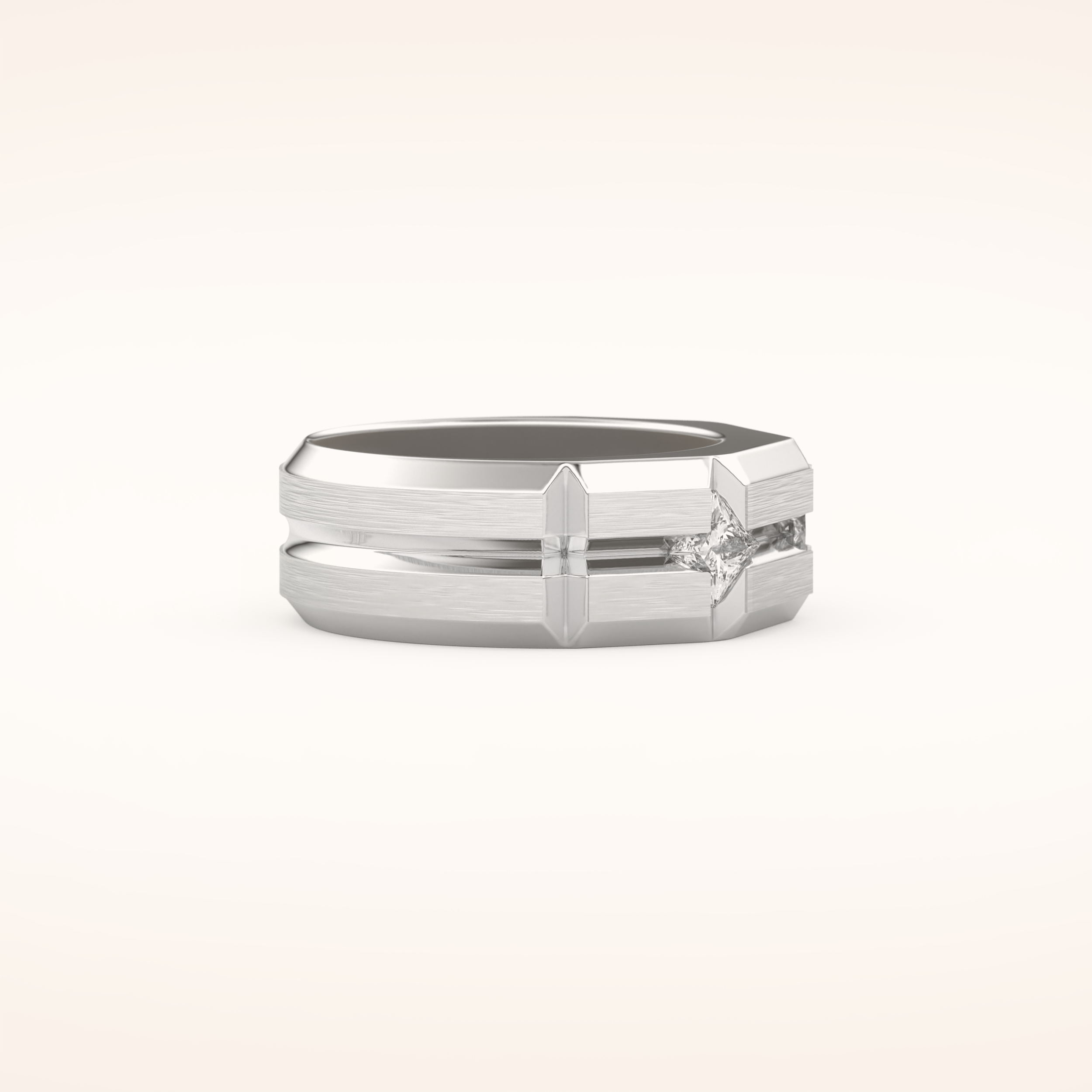 0.71 TCW Round Shaped Moissanite Three Stone Men's Wedding Band