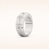 0.71 TCW Round Shaped Moissanite Three Stone Men's Wedding Band
