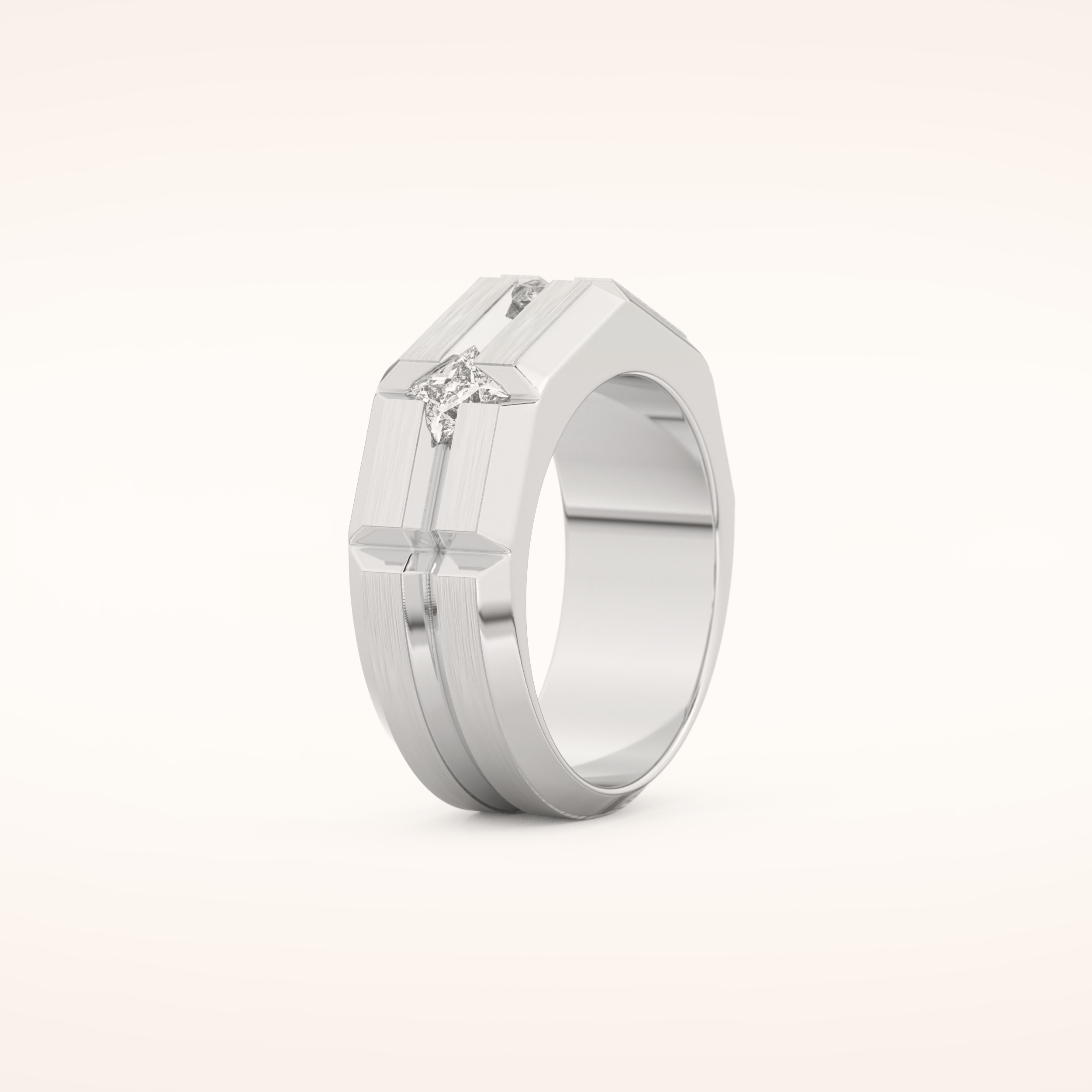0.71 TCW Round Shaped Moissanite Three Stone Men's Wedding Band