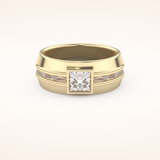 0.78 CT Princess Shaped Moissanite Channel Setting Men's Wedding Band