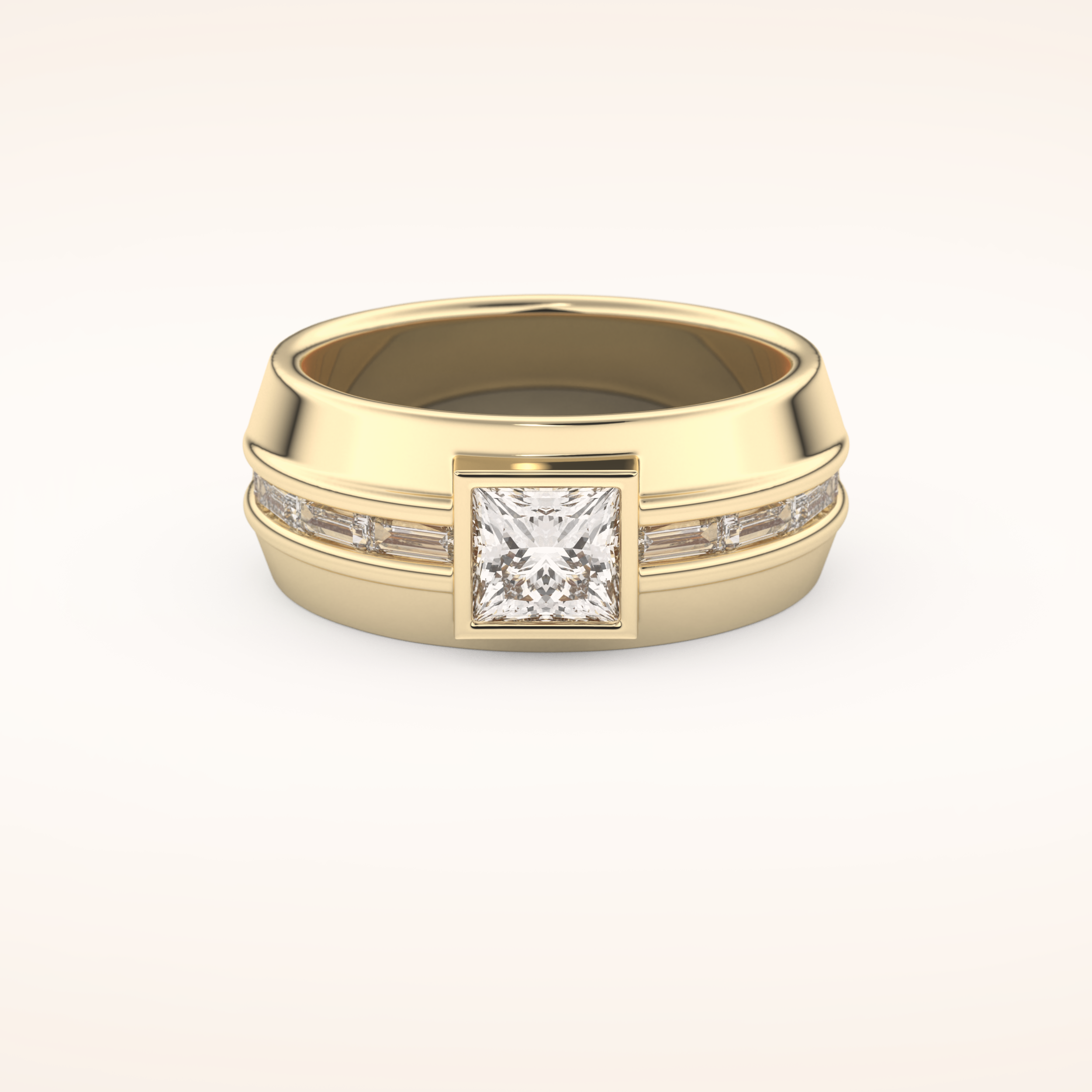 0.78 CT Princess Shaped Moissanite Channel Setting Men's Wedding Band