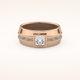 0.78 CT Princess Shaped Moissanite Channel Setting Men's Wedding Band