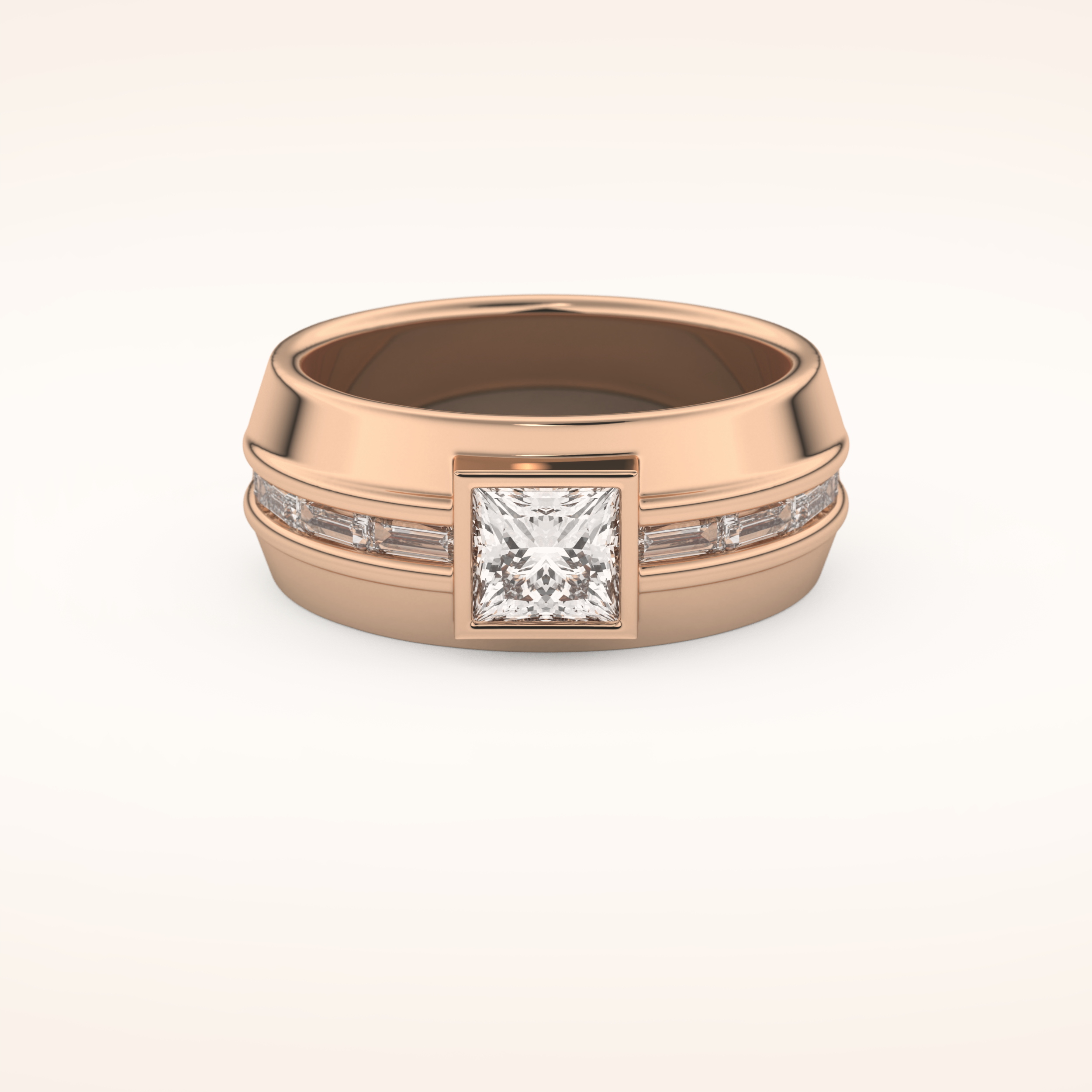 0.78 CT Princess Shaped Moissanite Channel Setting Men's Wedding Band