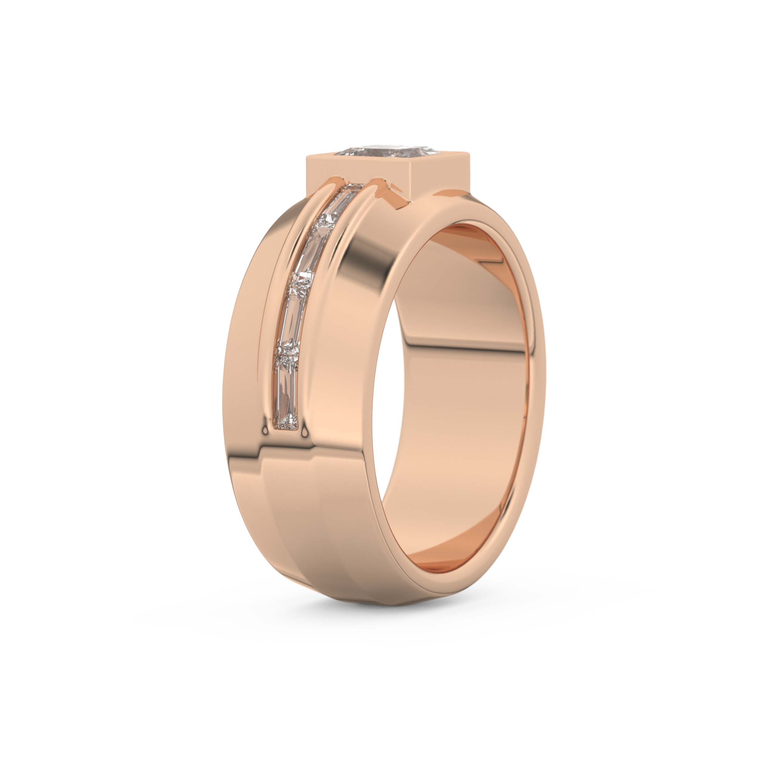 Princess Pave Lab Grown Diamond Men's Engagement Ring