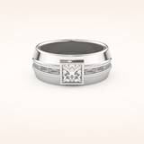 0.78 CT Princess Shaped Moissanite Channel Setting Men's Wedding Band