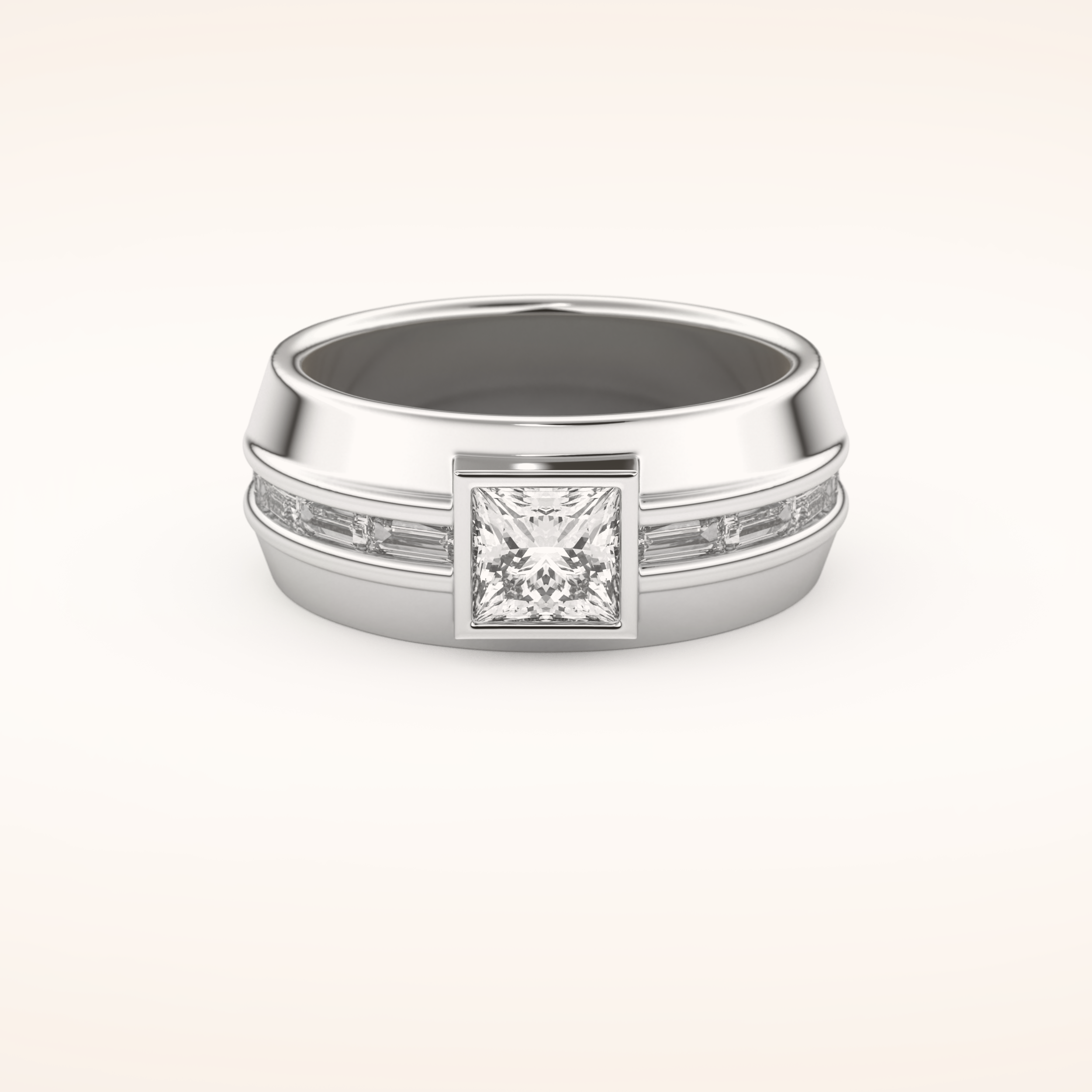 0.78 CT Princess Shaped Moissanite Channel Setting Men's Wedding Band