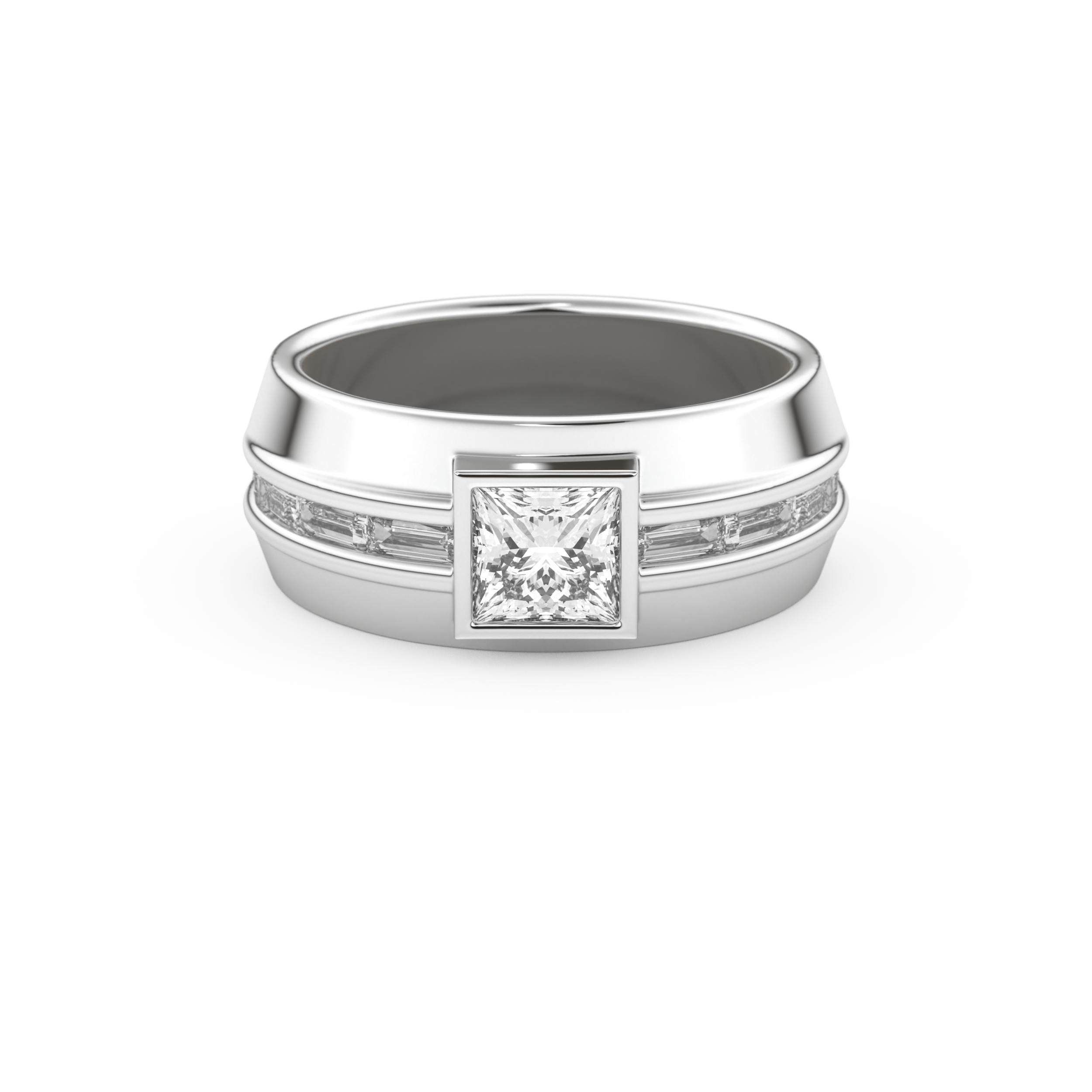 Princess Pave Lab Grown Diamond Men's Engagement Ring