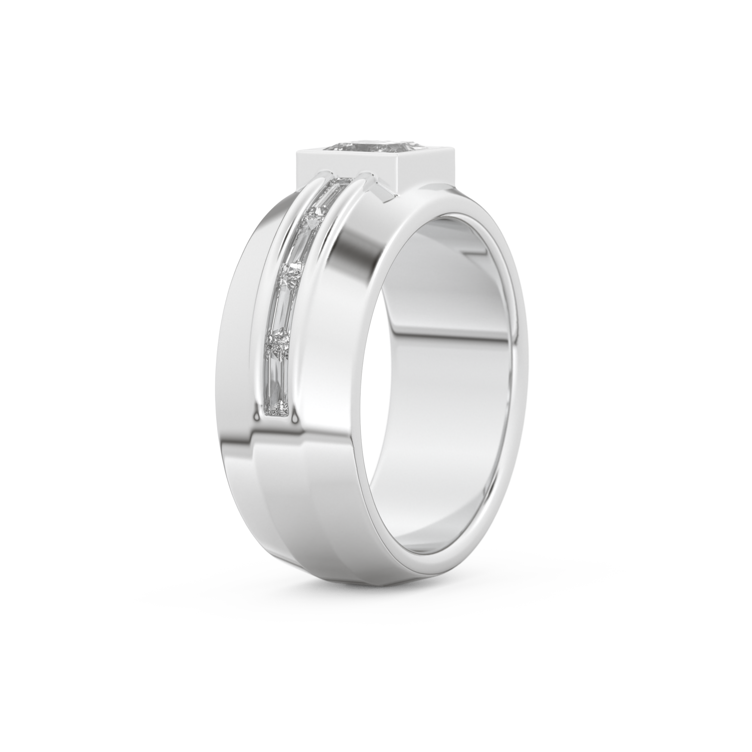 Princess Pave Lab Grown Diamond Men's Engagement Ring