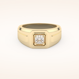 0.5 TCW Princess Shaped Moissanite Signet Men's Wedding Band