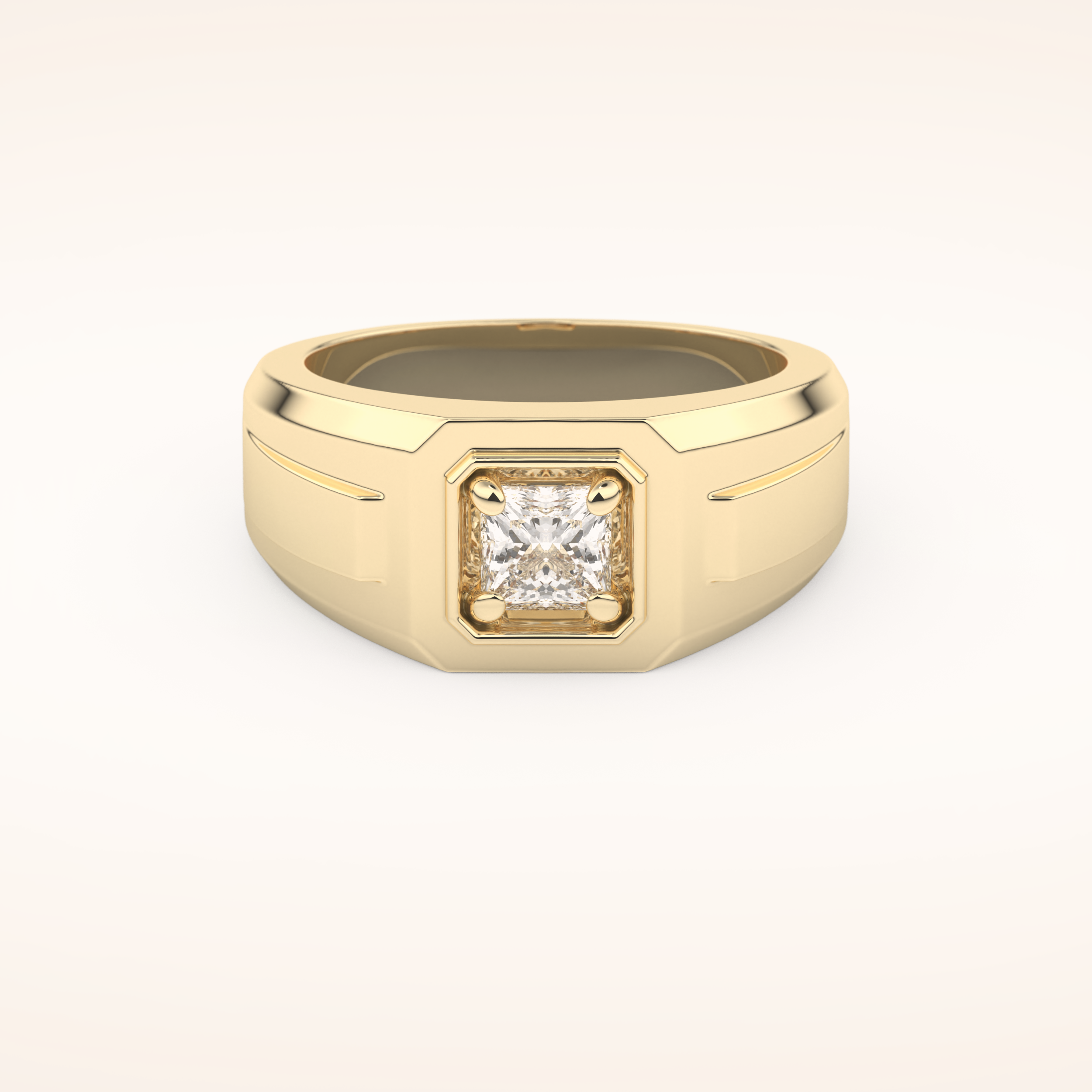 0.5 TCW Princess Shaped Moissanite Signet Men's Wedding Band