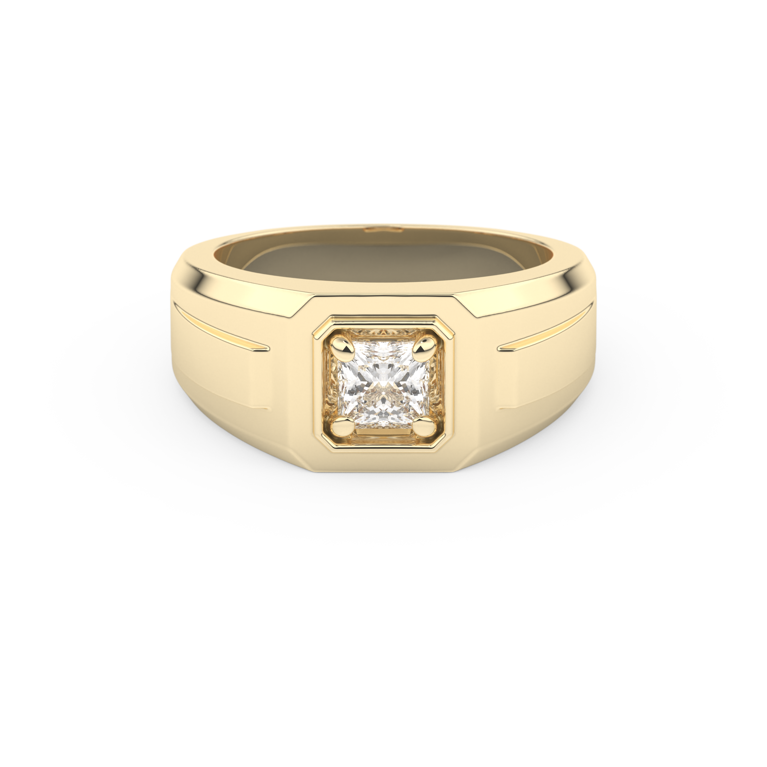 Princess Solitaire Lab Grown Diamond Men's Engagement Ring