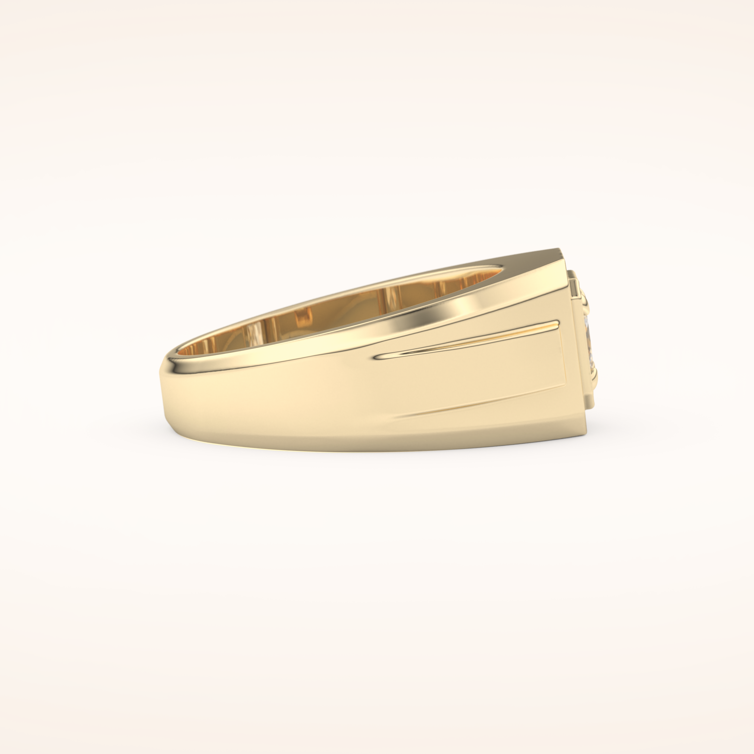 0.5 TCW Princess Shaped Moissanite Signet Men's Wedding Band