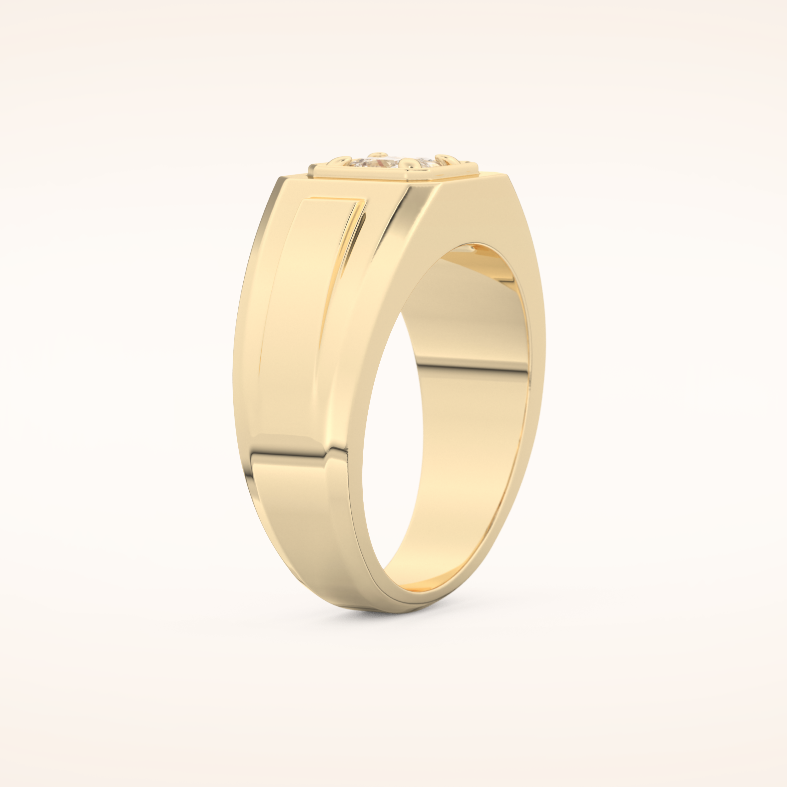 0.5 TCW Princess Shaped Moissanite Signet Men's Wedding Band