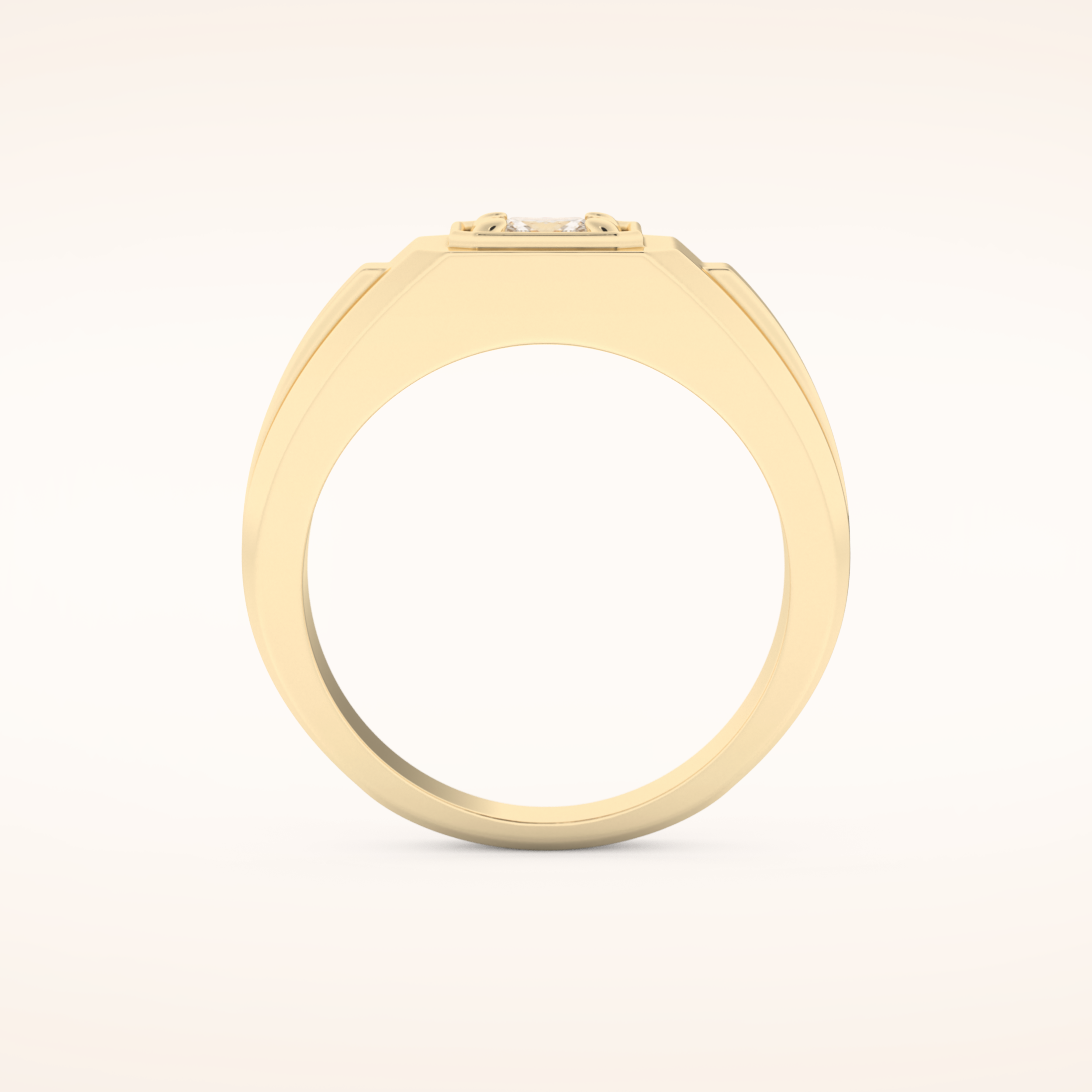 0.5 TCW Princess Shaped Moissanite Signet Men's Wedding Band