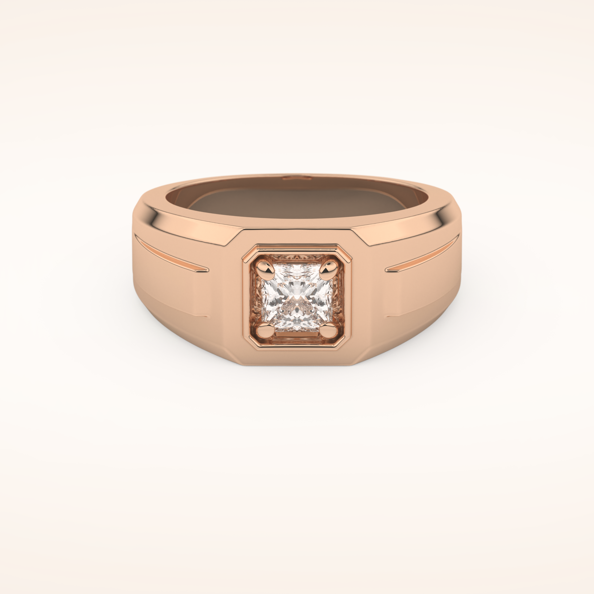 0.5 TCW Princess Shaped Moissanite Signet Men's Wedding Band