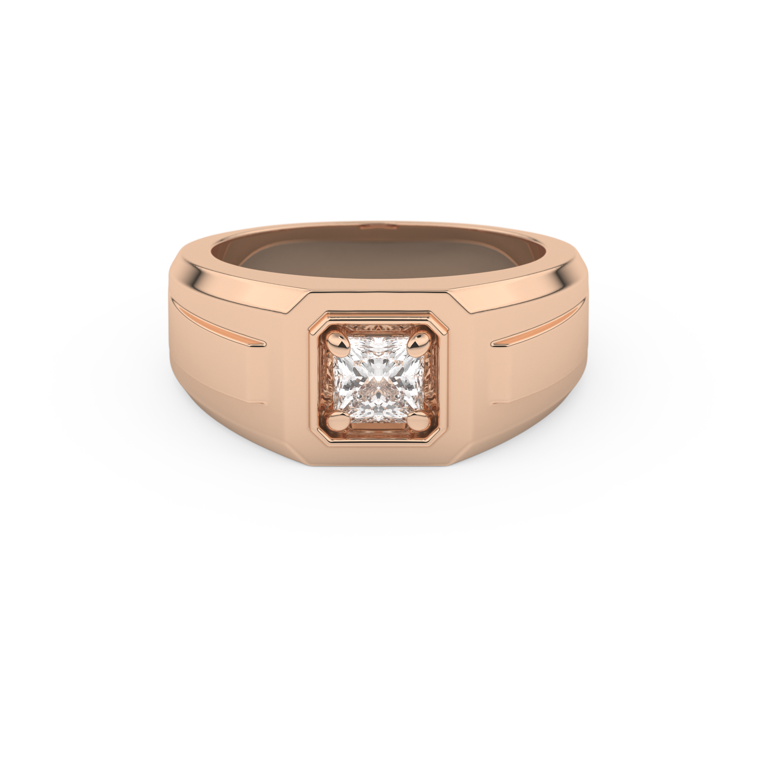 Princess Solitaire Lab Grown Diamond Men's Engagement Ring