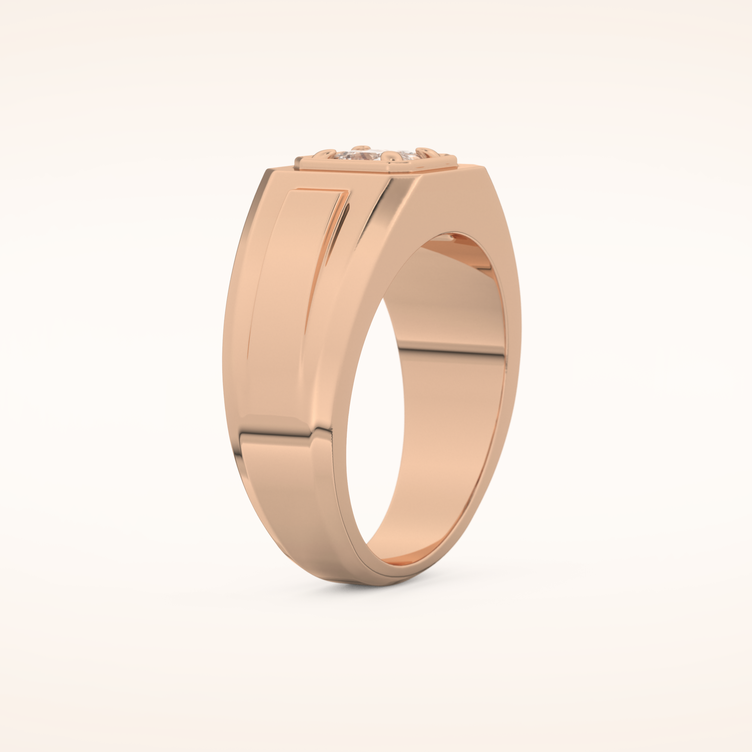0.5 TCW Princess Shaped Moissanite Signet Men's Wedding Band