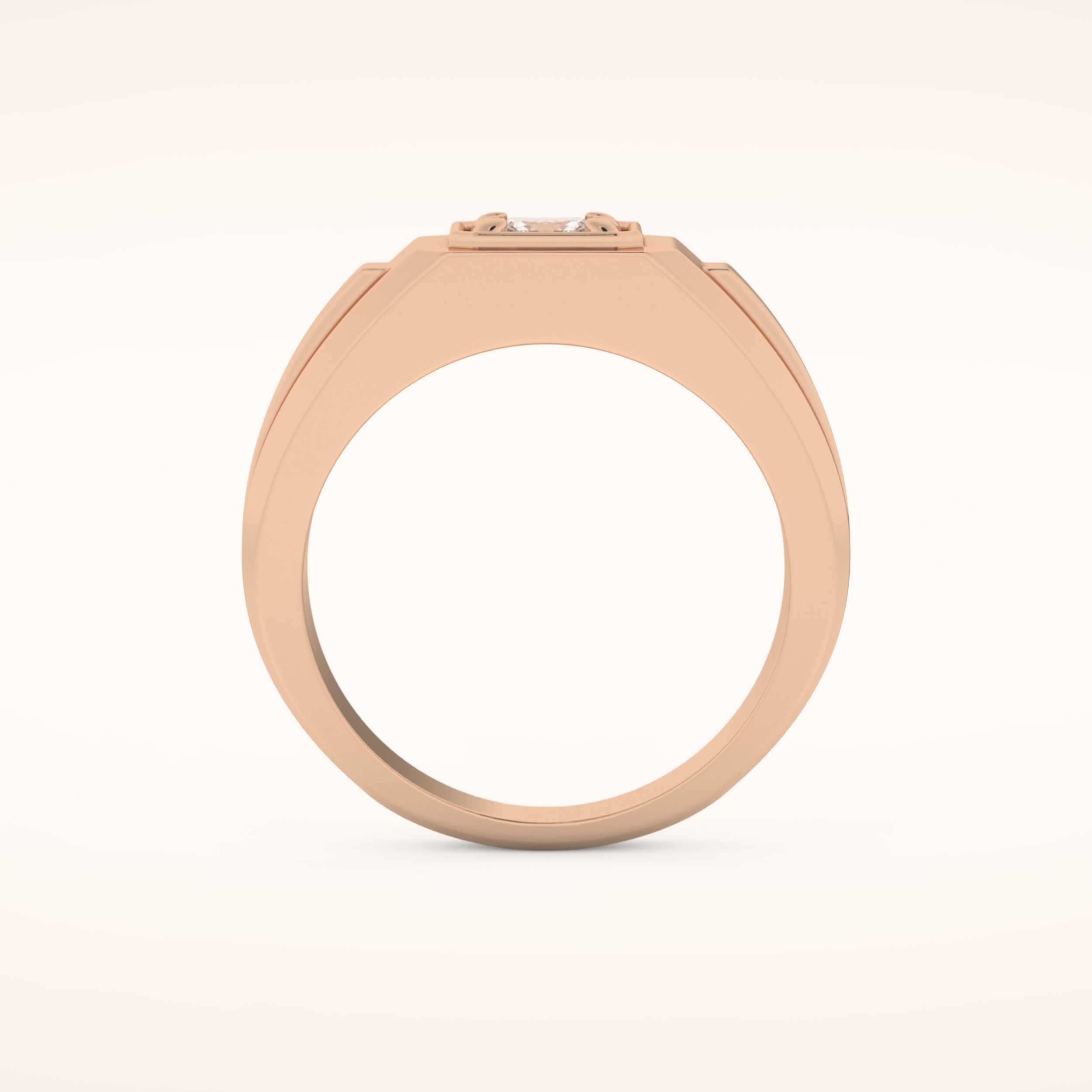 0.5 TCW Princess Shaped Moissanite Signet Men's Wedding Band
