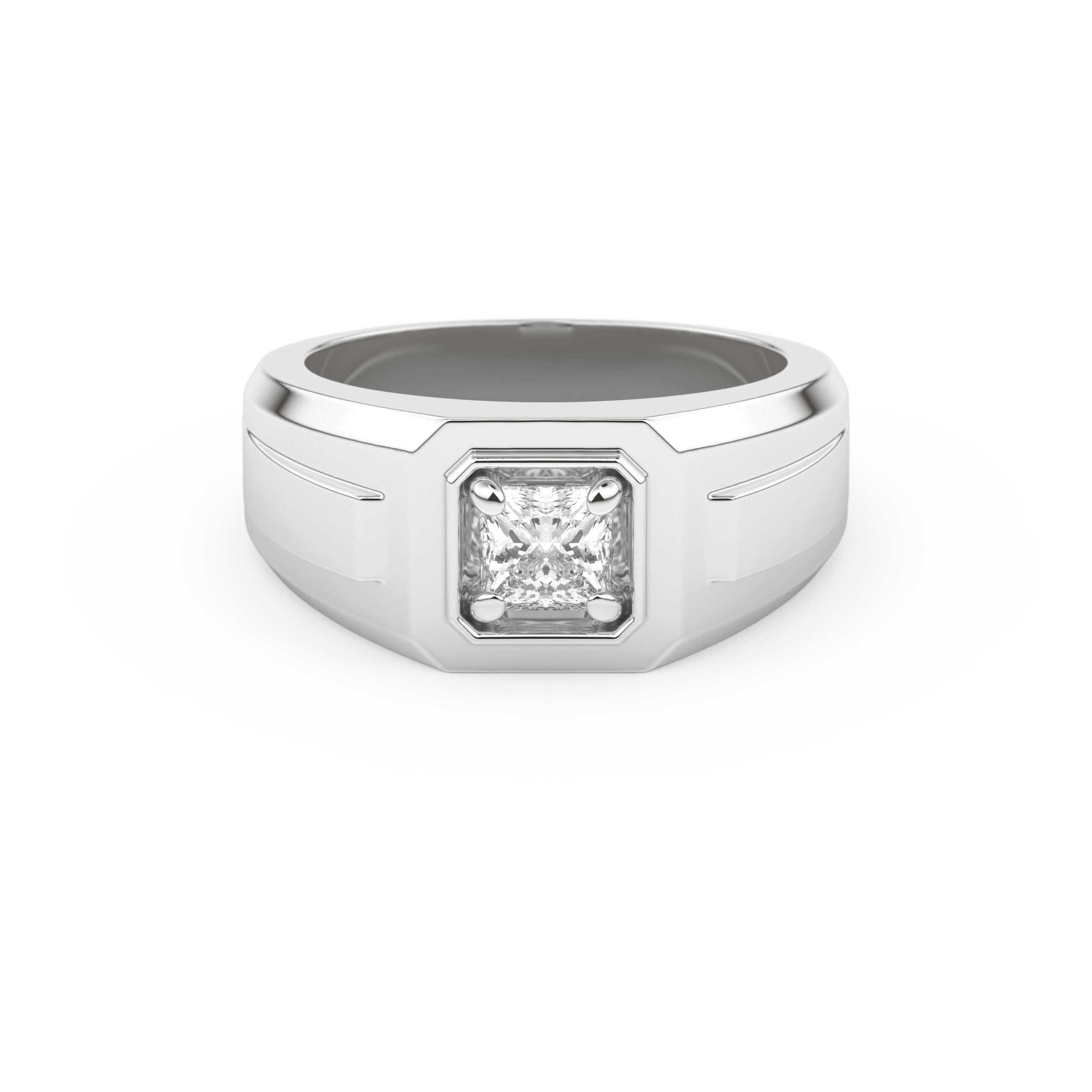 Princess Solitaire Lab Grown Diamond Men's Engagement Ring