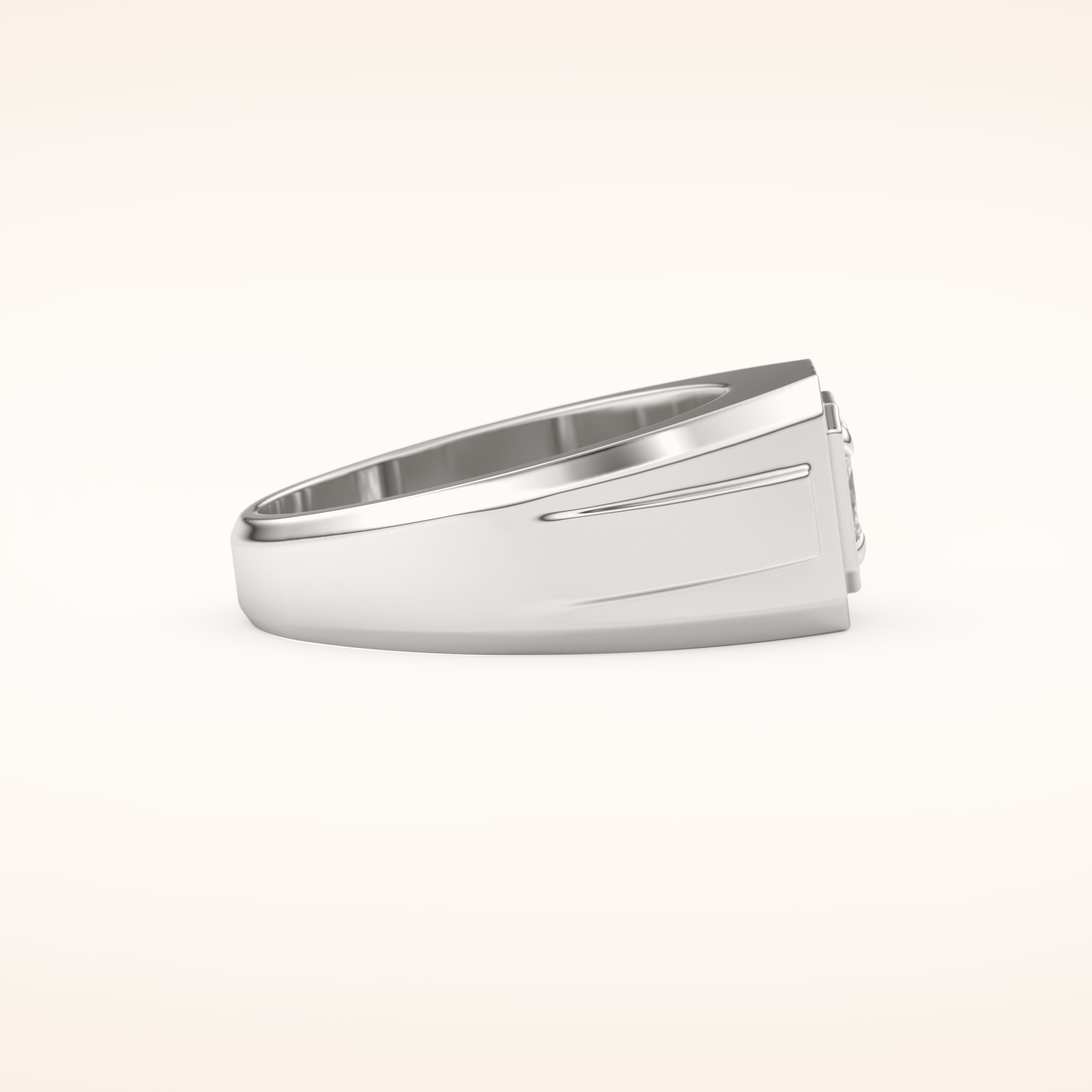 0.5 TCW Princess Shaped Moissanite Signet Men's Wedding Band