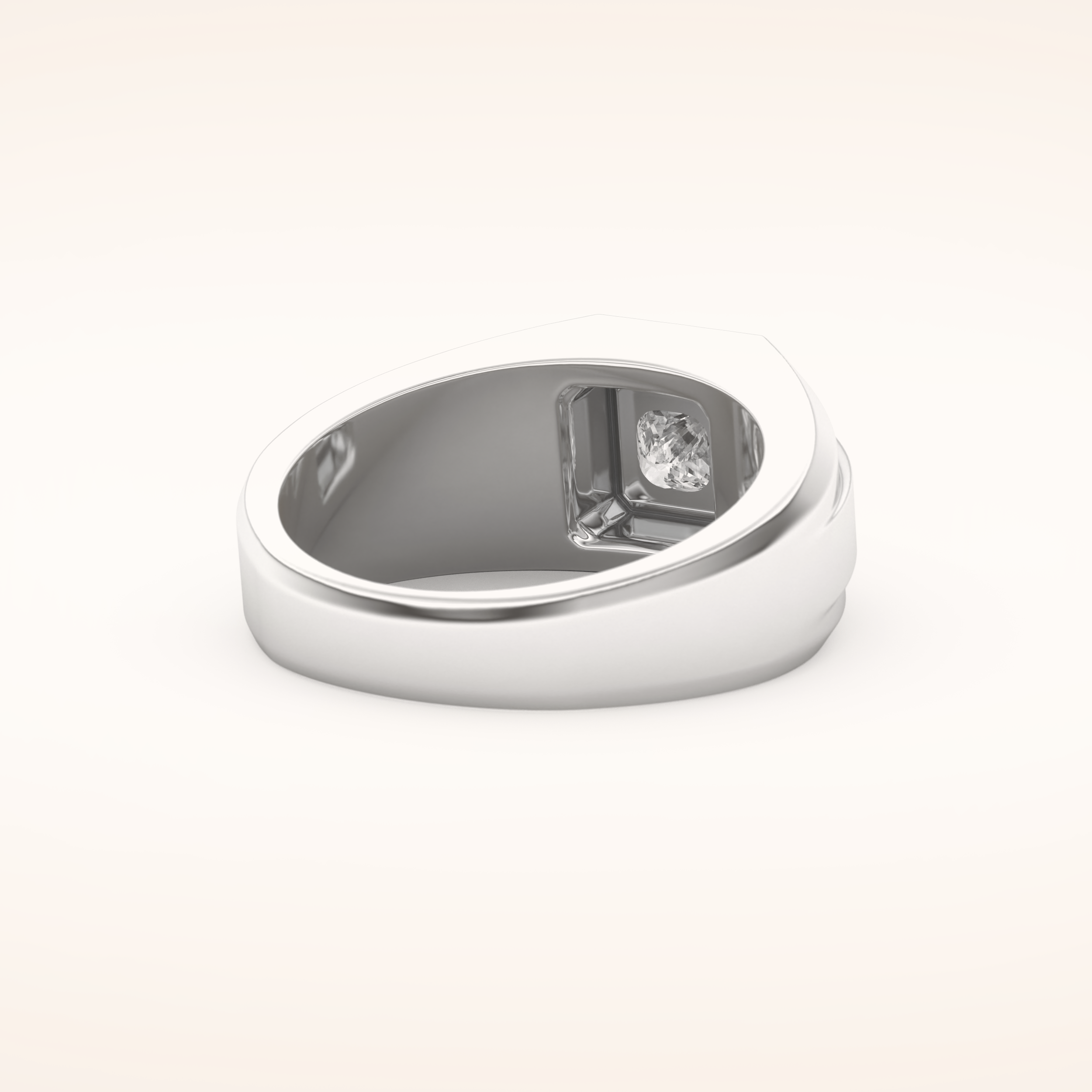 0.5 TCW Princess Shaped Moissanite Signet Men's Wedding Band