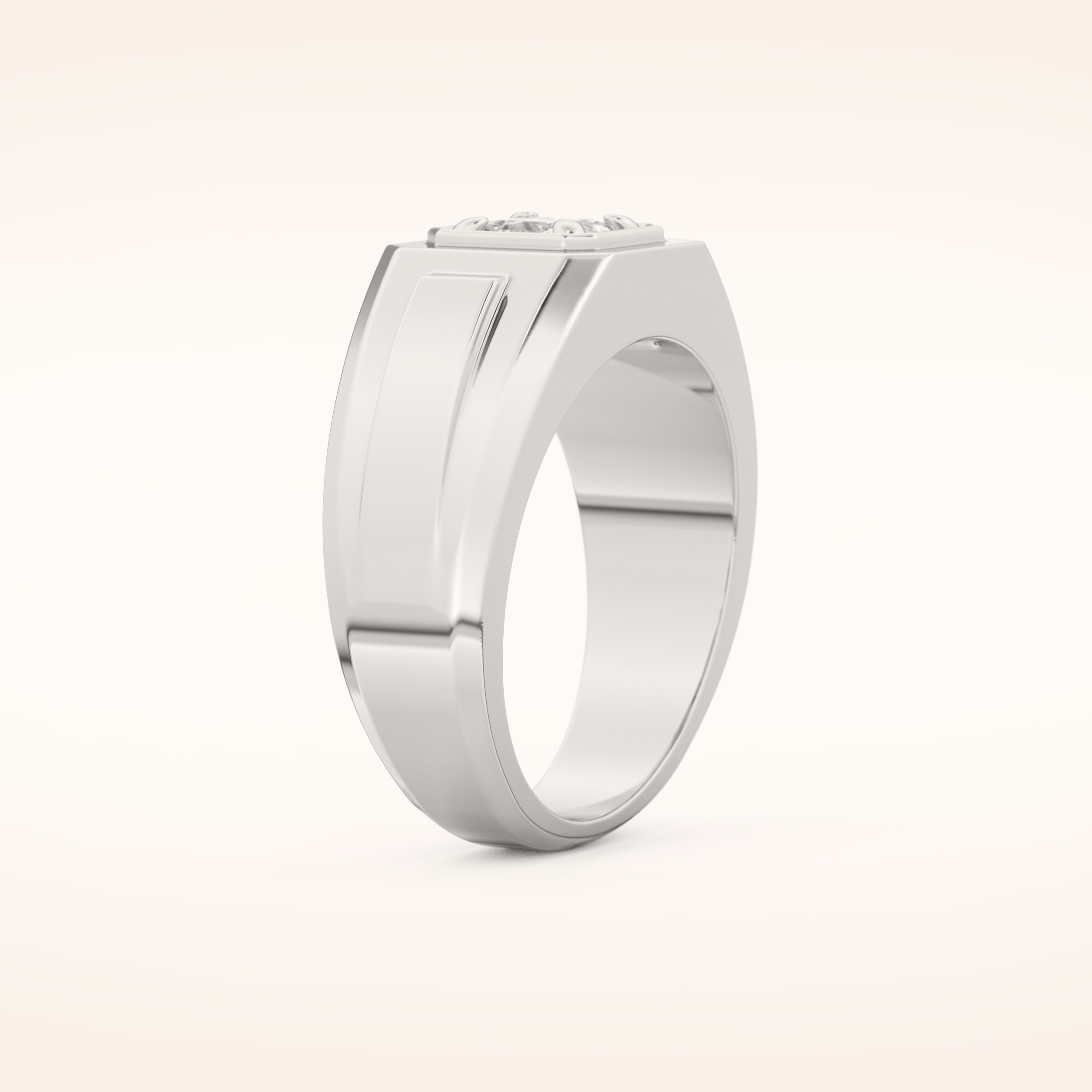 0.5 TCW Princess Shaped Moissanite Signet Men's Wedding Band