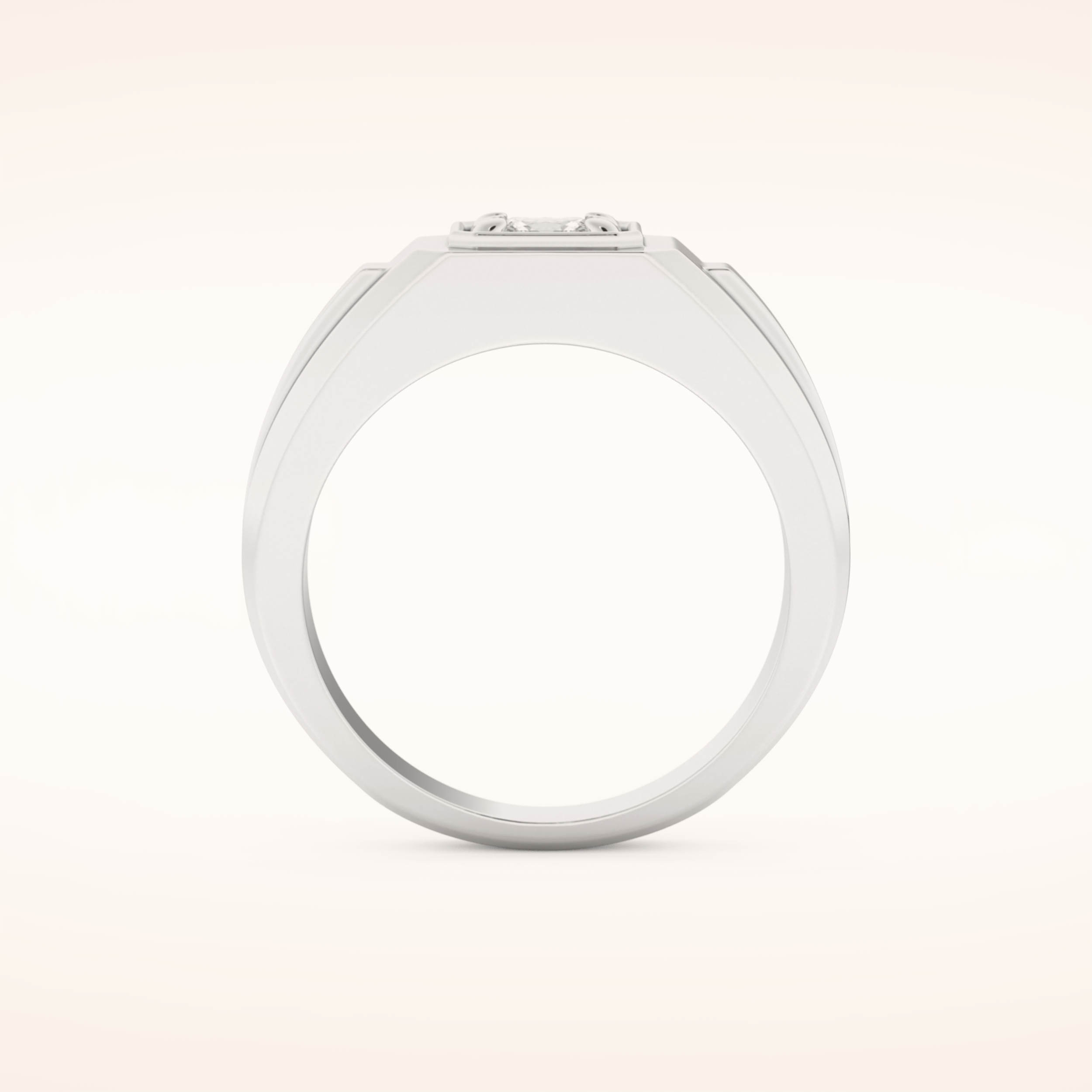 0.5 TCW Princess Shaped Moissanite Signet Men's Wedding Band