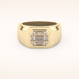 0.46 TCW Round & Baguette Shaped Moissanite Signet Men's Wedding Band