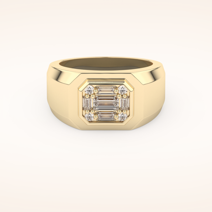 0.46 TCW Round & Baguette Shaped Moissanite Signet Multi Stone Wedding Band