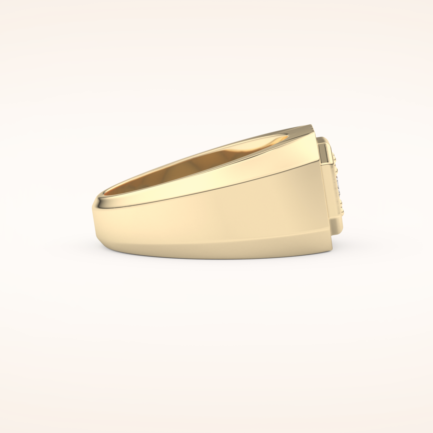 0.46 TCW Round & Baguette Shaped Moissanite Signet Multi Stone Wedding Band