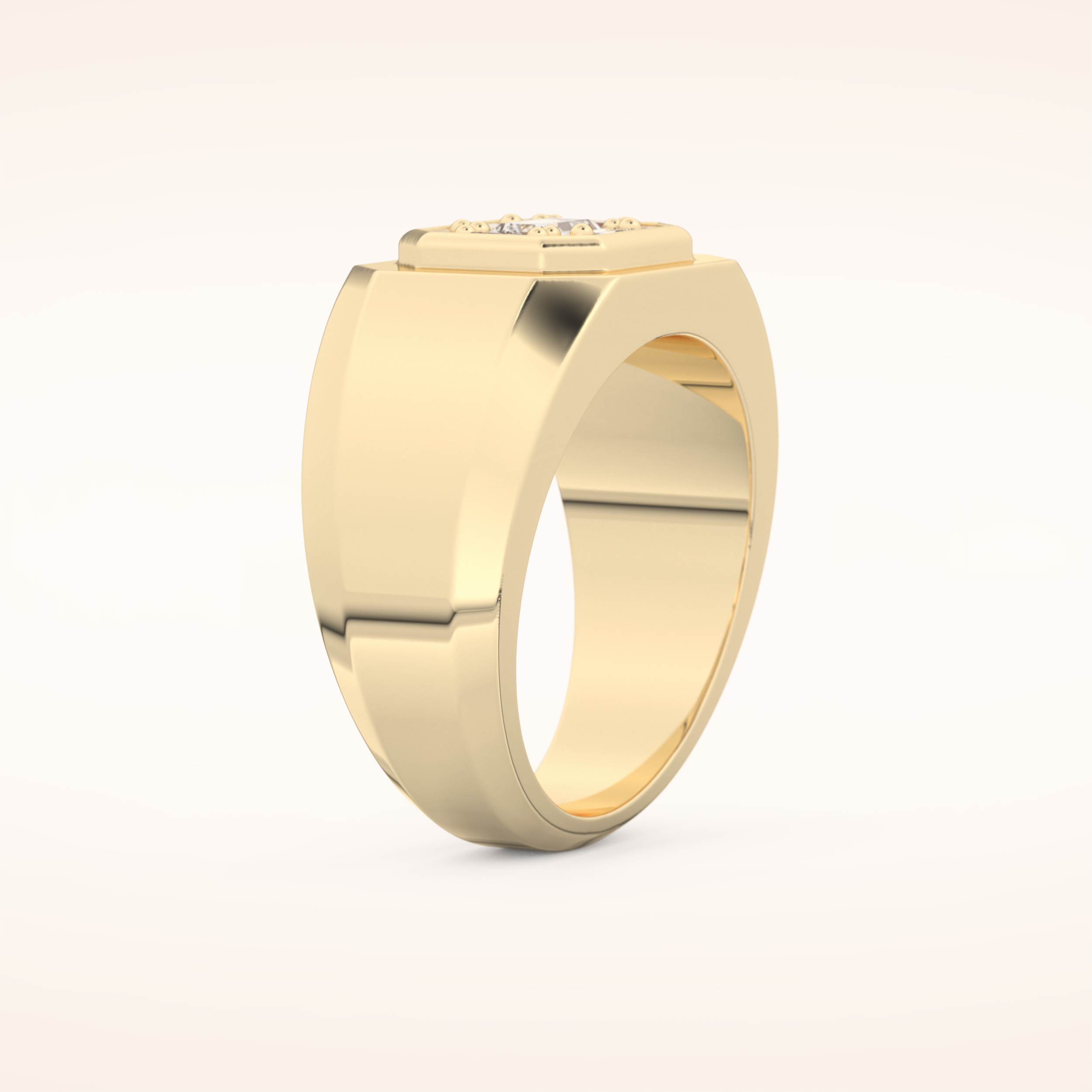 0.46 TCW Round & Baguette Shaped Moissanite Signet Men's Wedding Band