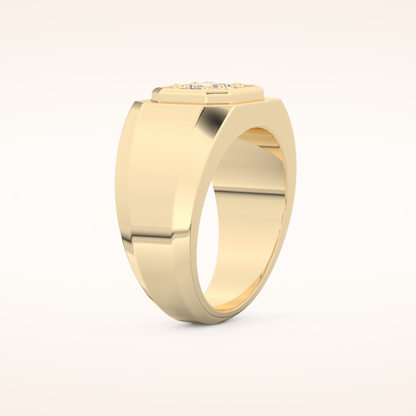 0.46 TCW Round & Baguette Shaped Moissanite Signet Multi Stone Wedding Band