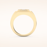 0.46 TCW Round & Baguette Shaped Moissanite Signet Men's Wedding Band