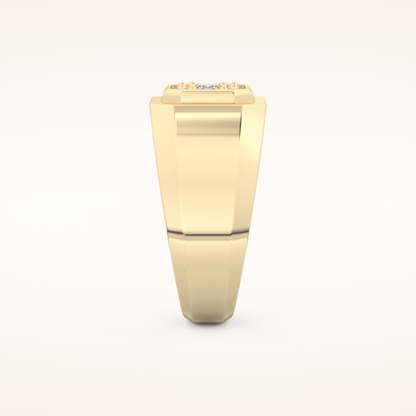 0.46 TCW Round & Baguette Shaped Moissanite Signet Multi Stone Wedding Band