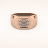 0.46 TCW Round & Baguette Shaped Moissanite Signet Men's Wedding Band