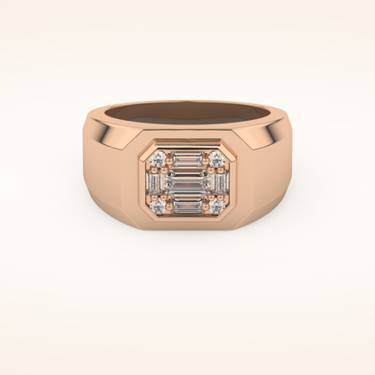 0.46 TCW Round & Baguette Shaped Moissanite Signet Multi Stone Wedding Band