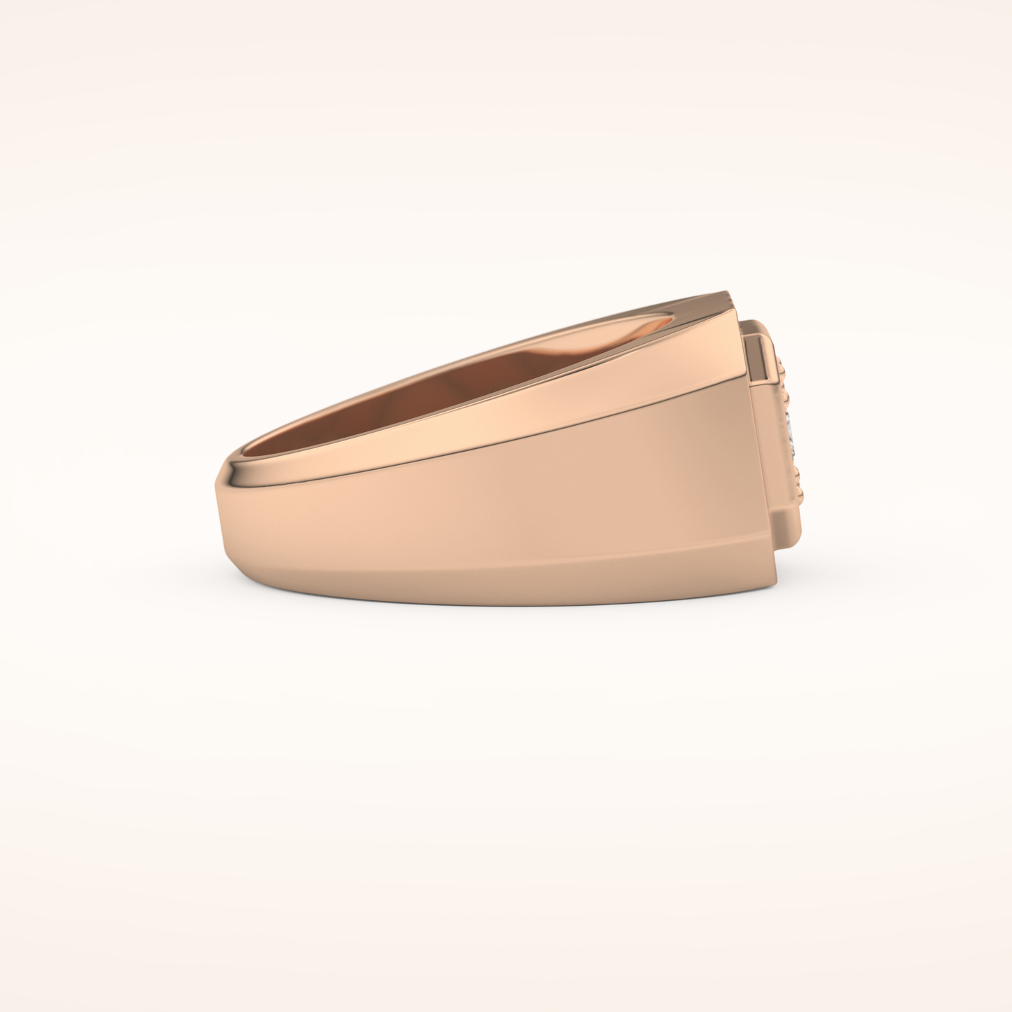 0.46 TCW Round & Baguette Shaped Moissanite Signet Multi Stone Wedding Band