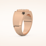 0.46 TCW Round & Baguette Shaped Moissanite Signet Men's Wedding Band